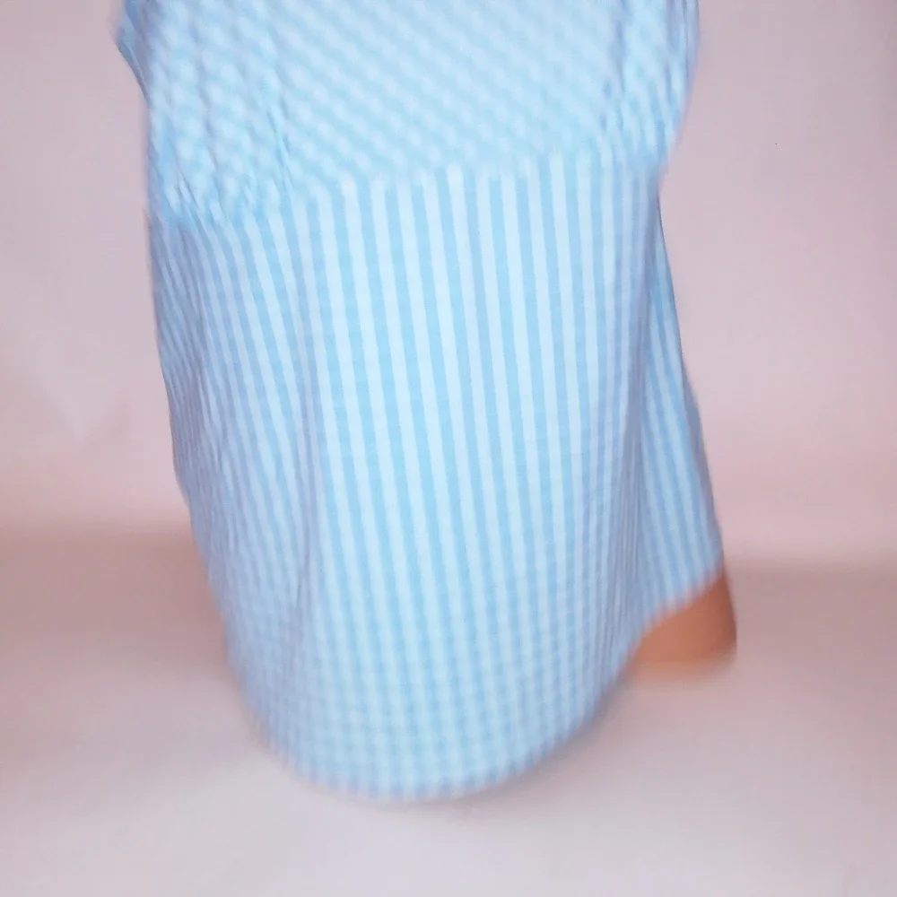 Lands End Swim Tankini Top Size 18W/L Blue Checkered Lightly Lined Underwire